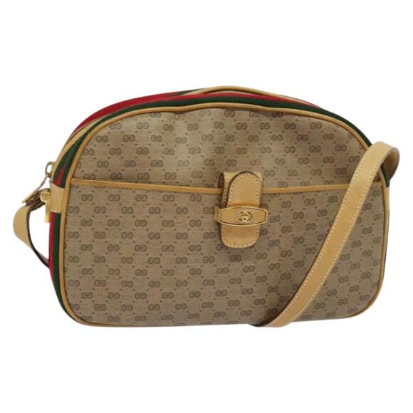 GUCCI Micro GG Supreme Web Sherry Line Bag Pvc Beige Gold 001 418 - Picture 1 of 16